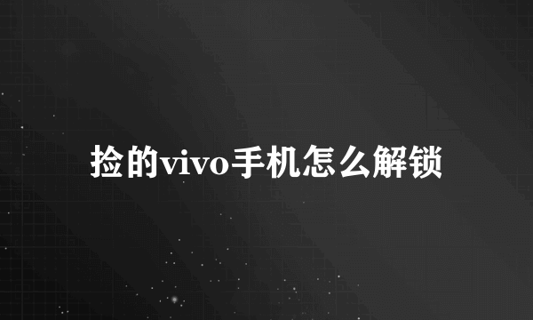 捡的vivo手机怎么解锁