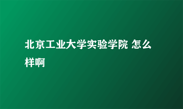 北京工业大学实验学院 怎么样啊