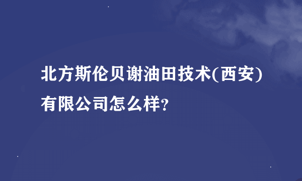 北方斯伦贝谢油田技术(西安)有限公司怎么样？