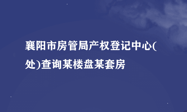 襄阳市房管局产权登记中心(处)查询某楼盘某套房