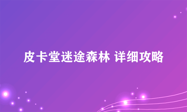 皮卡堂迷途森林 详细攻略