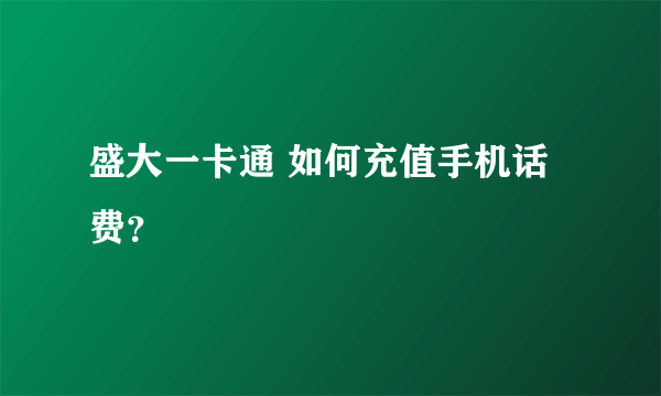 盛大一卡通 如何充值手机话费？