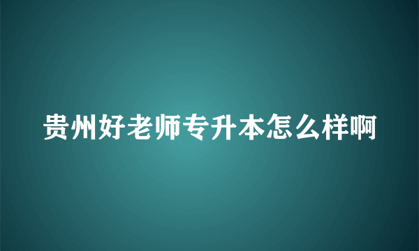 贵州好老师专升本怎么样啊