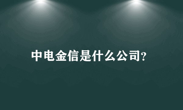 中电金信是什么公司？