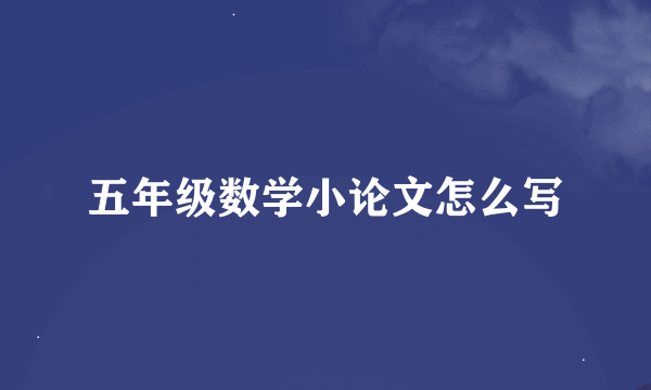 五年级数学小论文怎么写