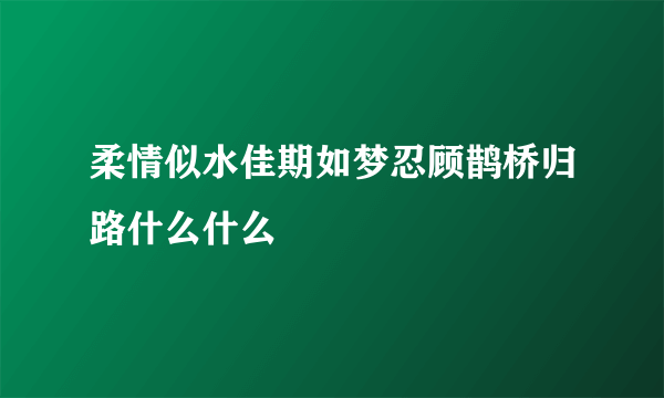 柔情似水佳期如梦忍顾鹊桥归路什么什么