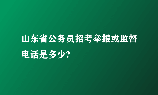 山东省公务员招考举报或监督电话是多少?