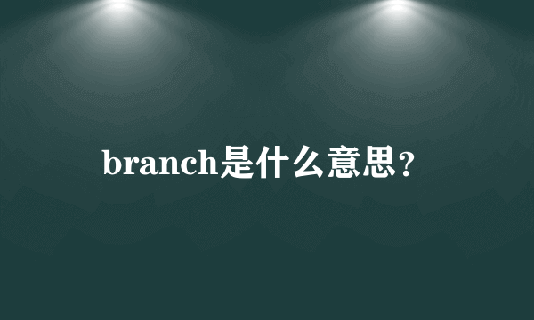 branch是什么意思？