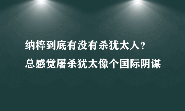 纳粹到底有没有杀犹太人？​总感觉屠杀犹太像个国际阴谋