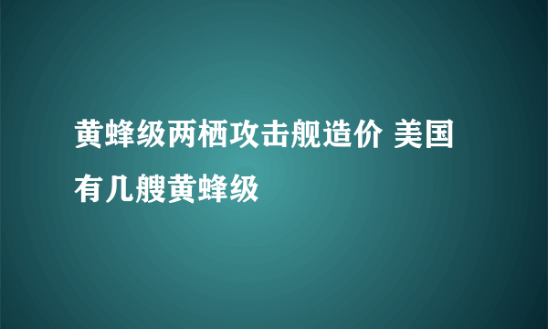 黄蜂级两栖攻击舰造价 美国有几艘黄蜂级