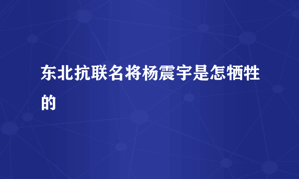 东北抗联名将杨震宇是怎牺牲的