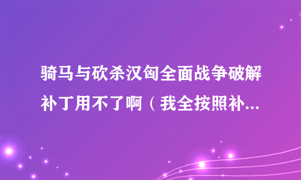 骑马与砍杀汉匈全面战争破解补丁用不了啊（我全按照补丁说明上做的）