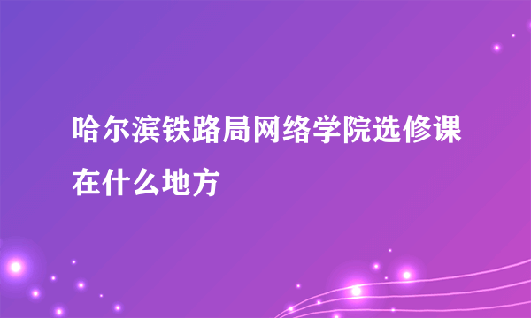 哈尔滨铁路局网络学院选修课在什么地方