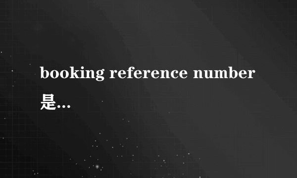 booking reference number是什么意思