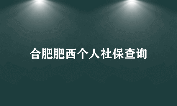 合肥肥西个人社保查询