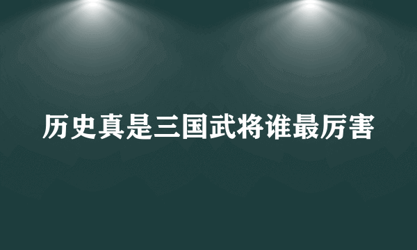 历史真是三国武将谁最厉害