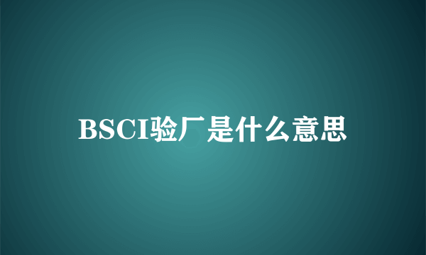 BSCI验厂是什么意思