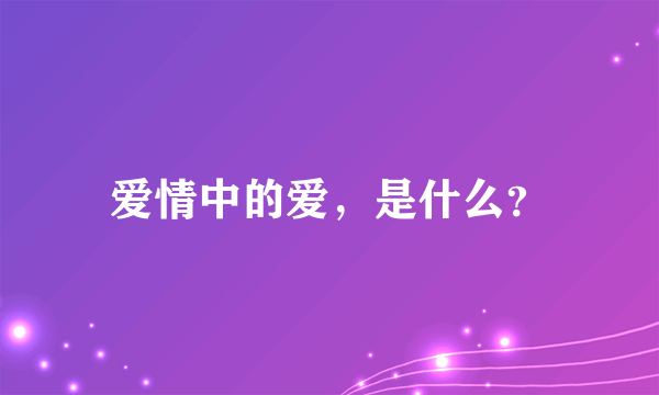 爱情中的爱，是什么？