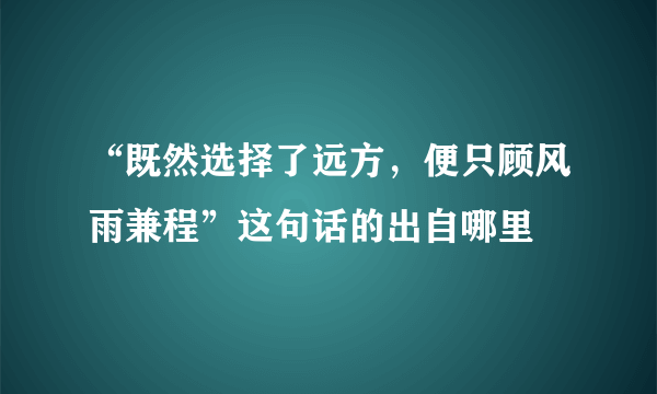 “既然选择了远方，便只顾风雨兼程”这句话的出自哪里