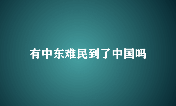 有中东难民到了中国吗