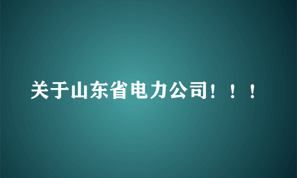 关于山东省电力公司！！！