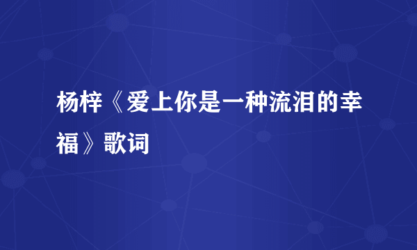 杨梓《爱上你是一种流泪的幸福》歌词