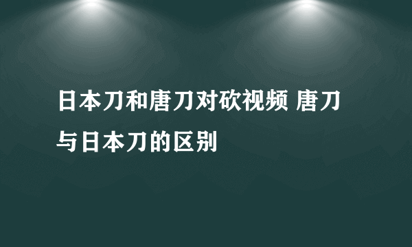 日本刀和唐刀对砍视频 唐刀与日本刀的区别