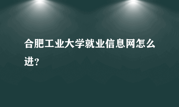 合肥工业大学就业信息网怎么进？