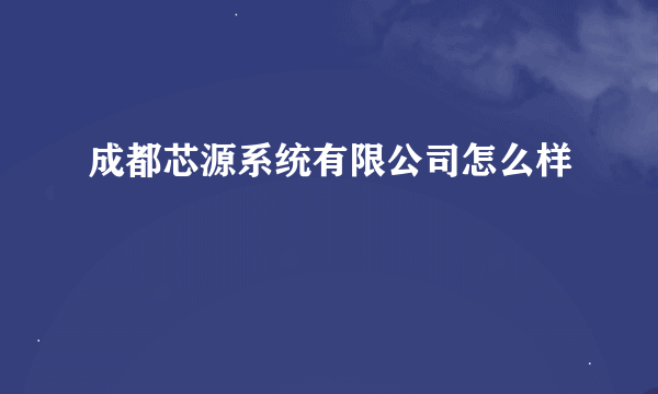 成都芯源系统有限公司怎么样