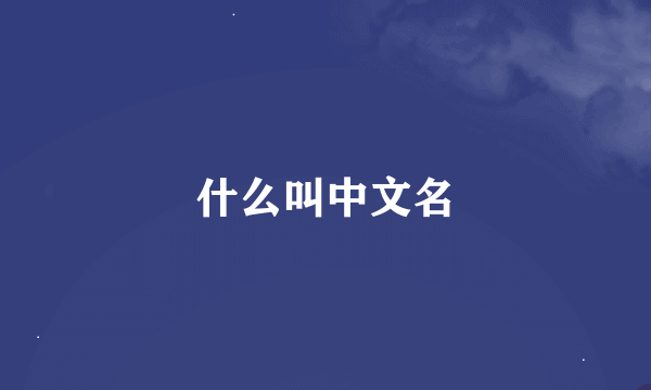 什么叫中文名