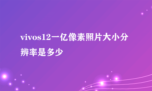 vivos12一亿像素照片大小分辨率是多少