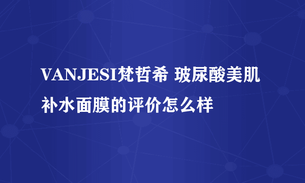 VANJESI梵哲希 玻尿酸美肌补水面膜的评价怎么样