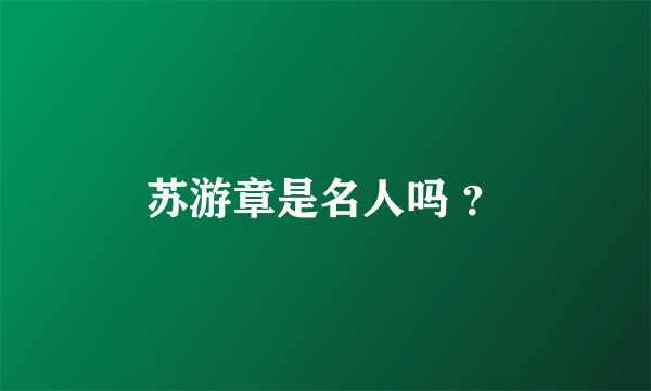 苏游章是名人吗 ？