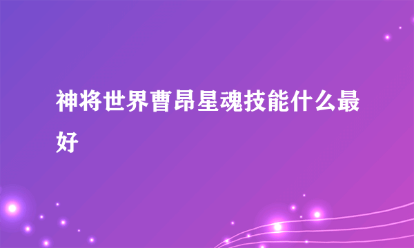 神将世界曹昂星魂技能什么最好