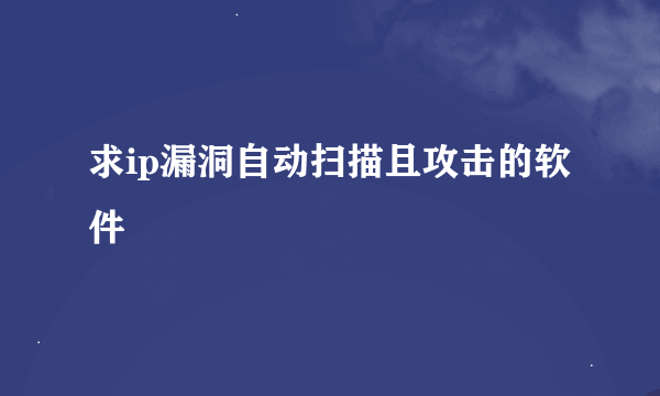 求ip漏洞自动扫描且攻击的软件