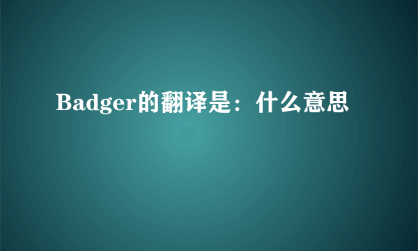 Badger的翻译是：什么意思