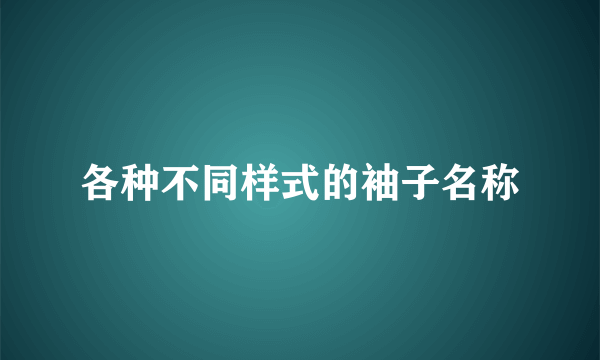 各种不同样式的袖子名称