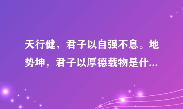 天行健，君子以自强不息。地势坤，君子以厚德载物是什么意思？