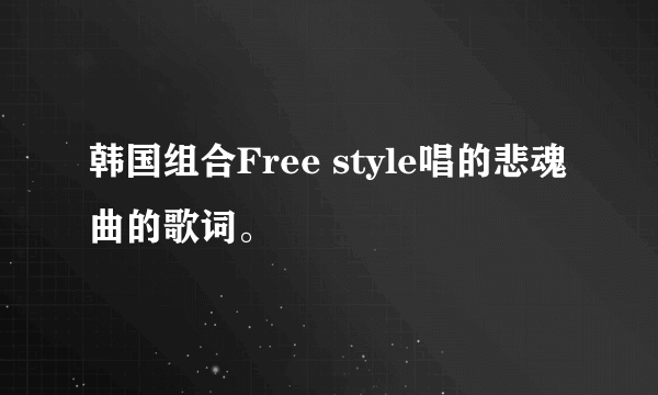 韩国组合Free style唱的悲魂曲的歌词。