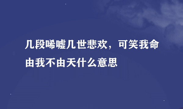 几段唏嘘几世悲欢，可笑我命由我不由天什么意思