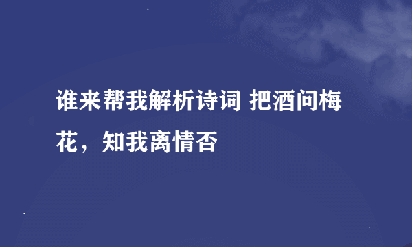 谁来帮我解析诗词 把酒问梅花，知我离情否