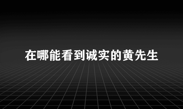 在哪能看到诚实的黄先生