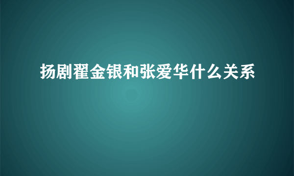 扬剧翟金银和张爱华什么关系