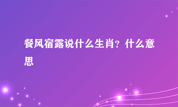 餐风宿露说什么生肖？什么意思