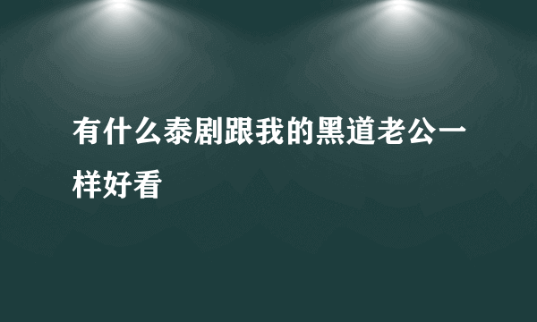 有什么泰剧跟我的黑道老公一样好看