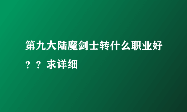 第九大陆魔剑士转什么职业好？？求详细