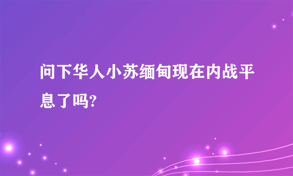 问下华人小苏缅甸现在内战平息了吗?