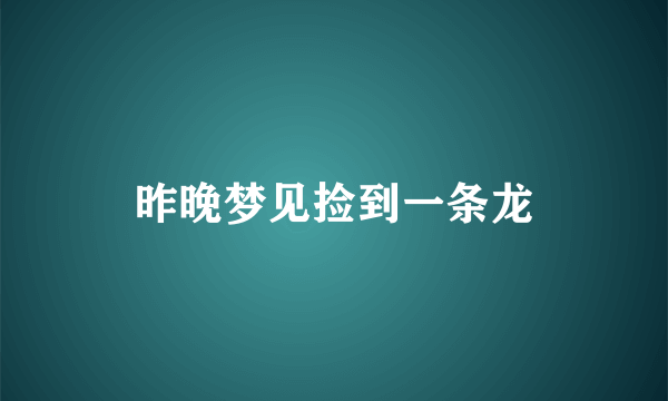 昨晚梦见捡到一条龙