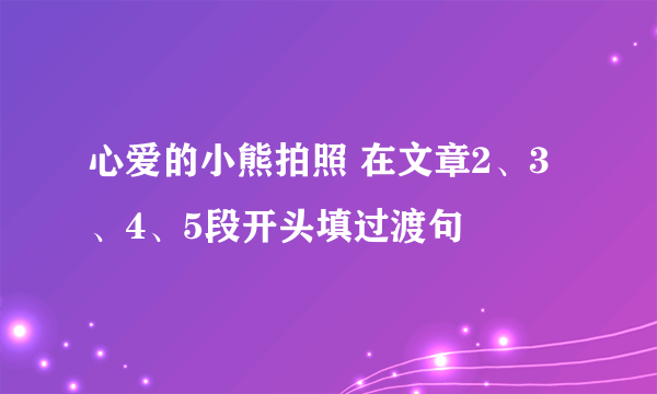 心爱的小熊拍照 在文章2、3、4、5段开头填过渡句