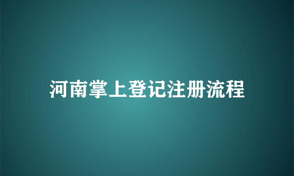 河南掌上登记注册流程